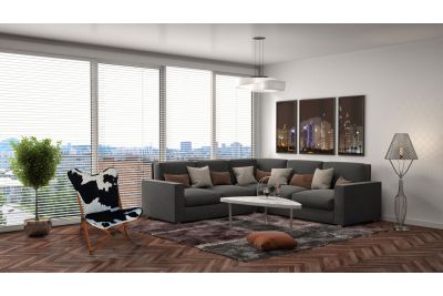 Tripolina cowhide chair, black and white & light mahogany frame 