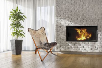 Tripolina cowhide chair, light brindle & light mahogany frame