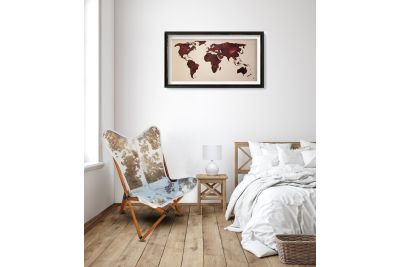 Tripolina cowhide chair, brown and white & light mahogany frame 