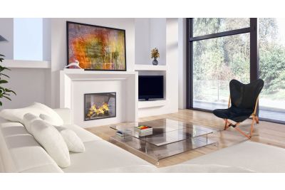 Tripolina cowhide chair, black leather & natural frame 