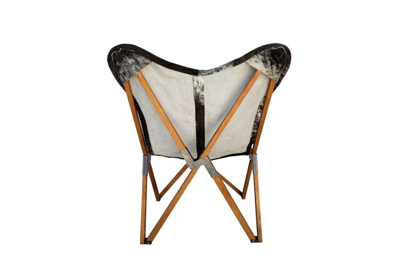 Tripolina cowhide chair, salt and pepper & natural frame 