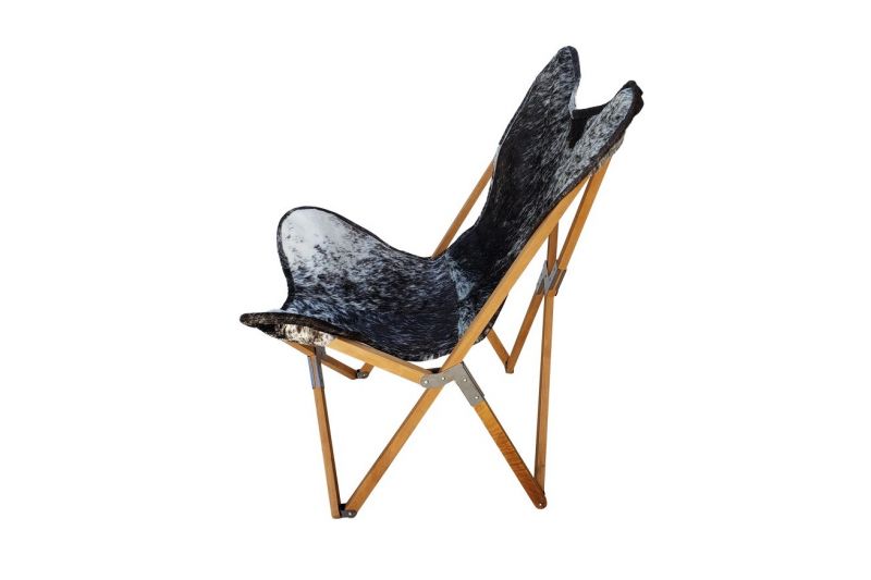 Tripolina cowhide chair, salt and pepper & natural frame 