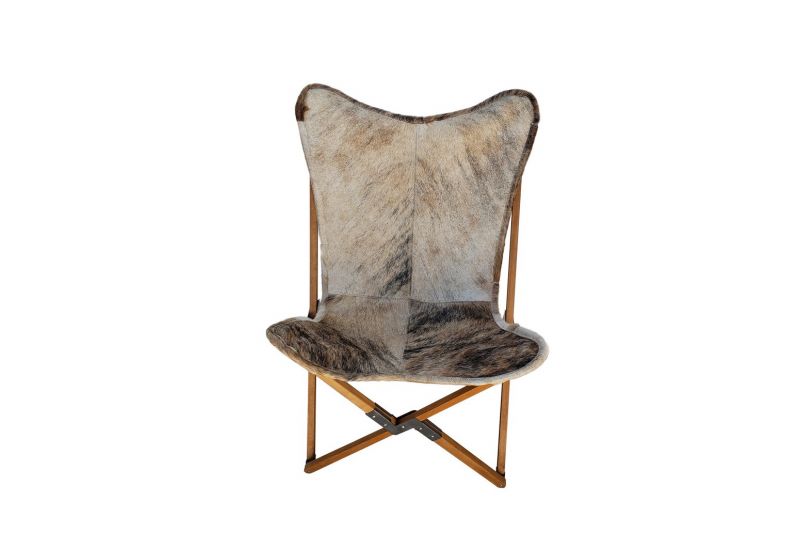Tripolina cowhide chair, light brindle & natural frame 