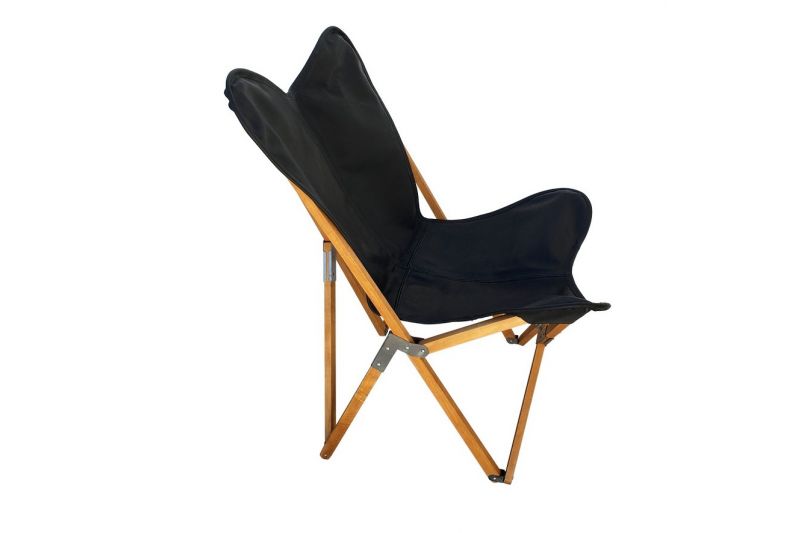 Tripolina cowhide chair, black leather & natural frame 