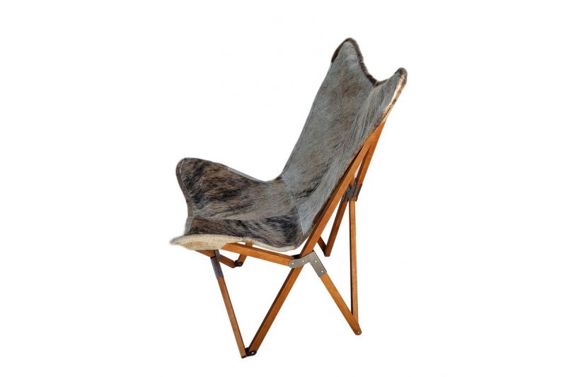 Tripolina cowhide chair, light brindle & light mahogany frame 