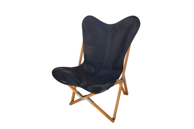 Tripolina cowhide chair, black leather & light mahogany frame 