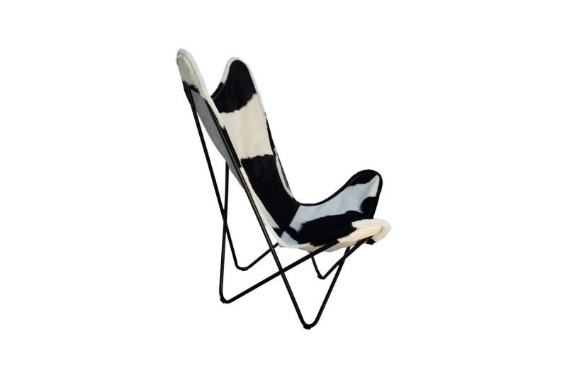 Butterfly 2020 black and white cowhide chair - black frame