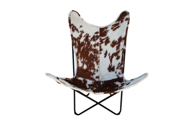Butterfly 2020 brown and white cowhide chair - black frame