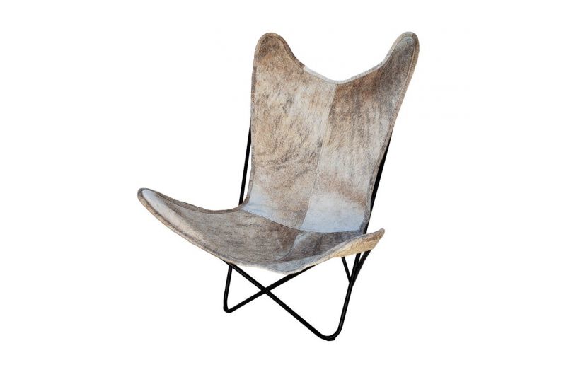 Butterfly 2020 light brindle cowhide chair - black frame