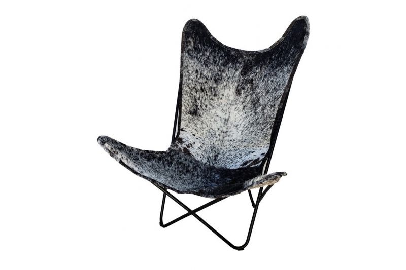 Butterfly 2020 salt & pepper cowhide chair - black frame