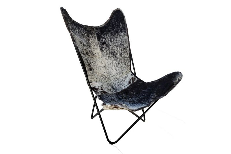 Butterfly 2020 salt & pepper cowhide chair - black frame