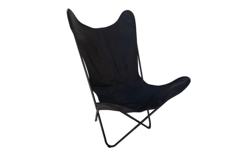 Butterfly 2020 black leather chair - black frame