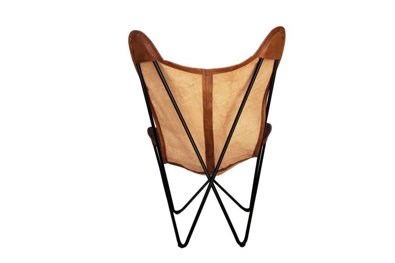 Butterfly 2020 brown leather chair - black frame