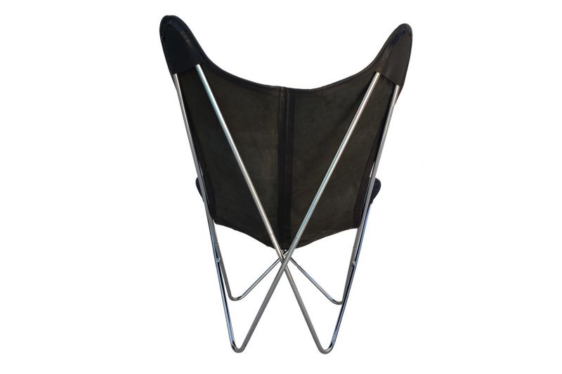 Butterfly 2020 black leather chair - chrome frame