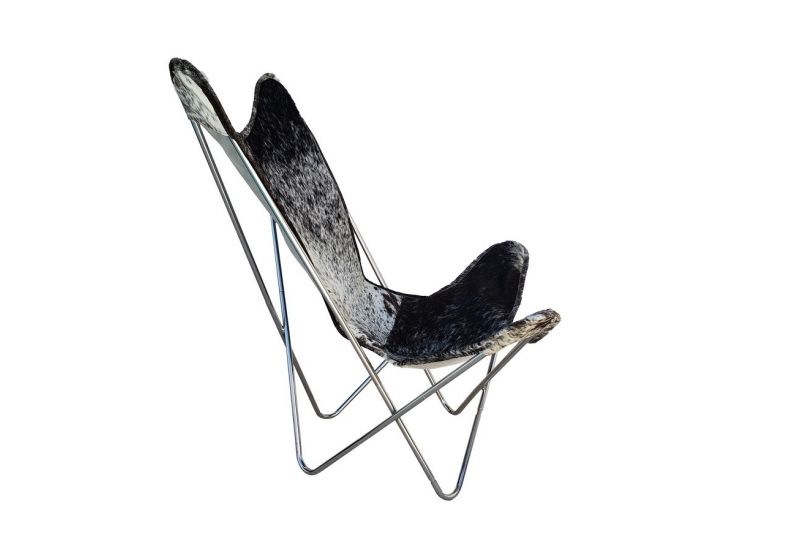 Butterfly 2020 salt & pepper cowhide chair - chrome frame