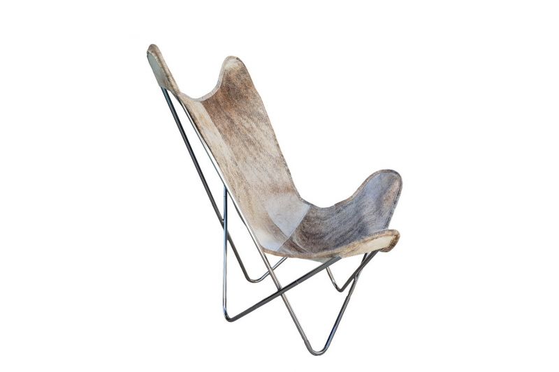 Butterfly 2020 light brindle cowhide chair - chrome frame
