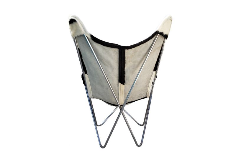 Butterfly 2020 black and white cowhide chair - chrome frame