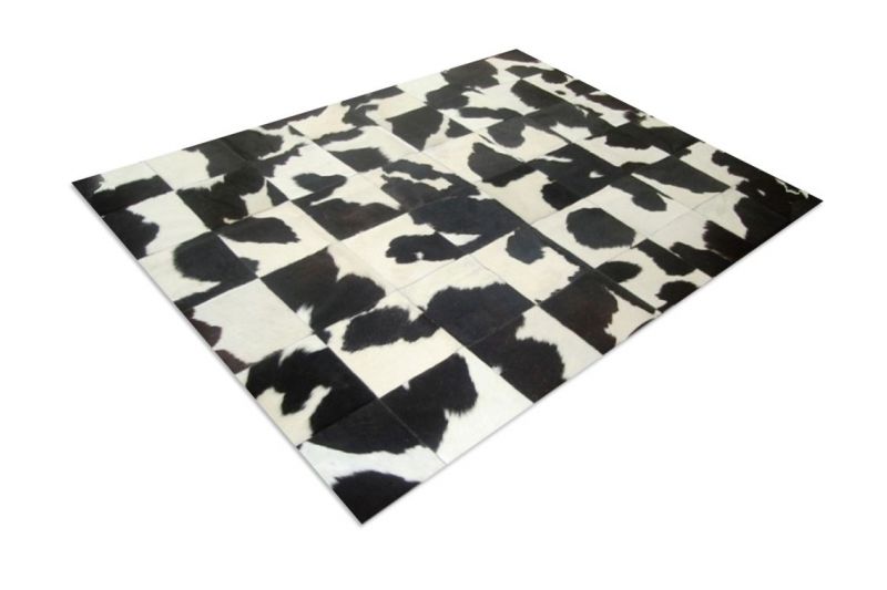 Black and white cowhide rug random natural pattern