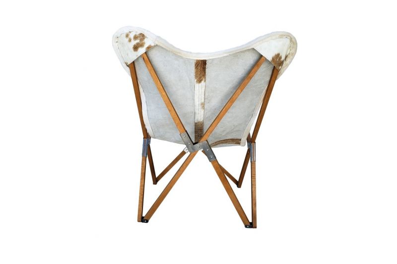 Tripolina cowhide chair, brown and white & natural frame 