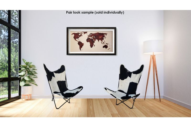 Butterfly 2020 black and white cowhide chair - black frame