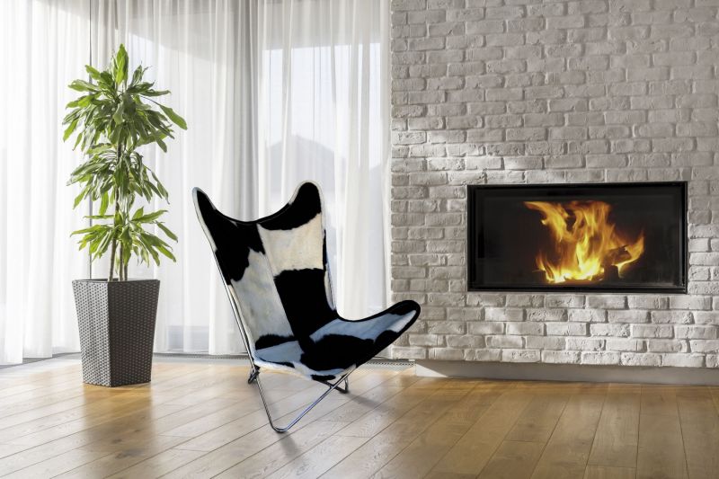 Butterfly 2020 black and white cowhide chair - chrome frame