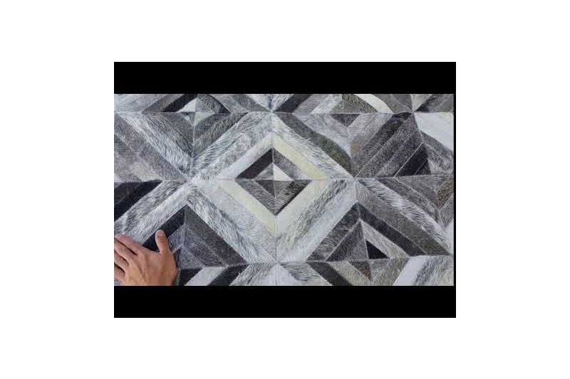 Grey diamond cowhide rug