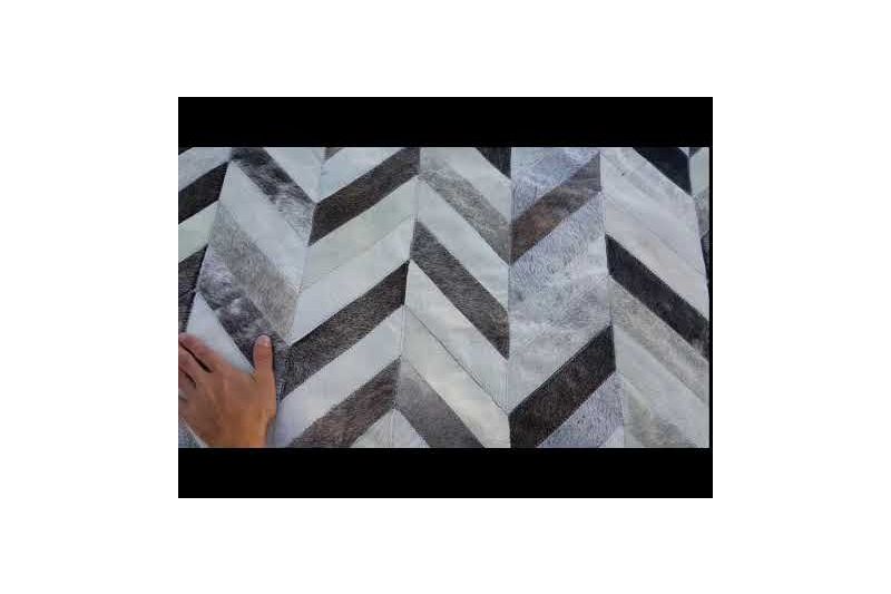 Grey thin Herringbone cowhide rug 5 x 8 ft (152 x 244 cm)