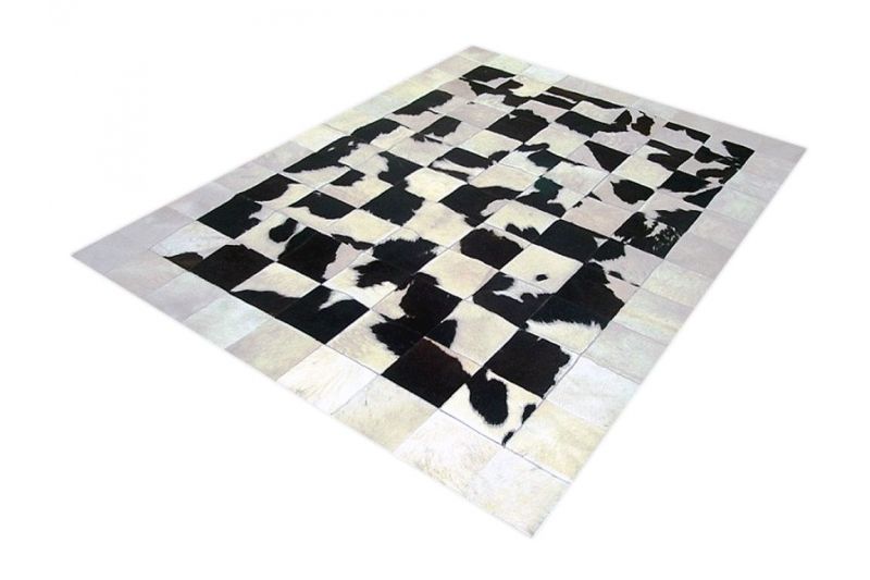 Radiant white and black cowhide rug