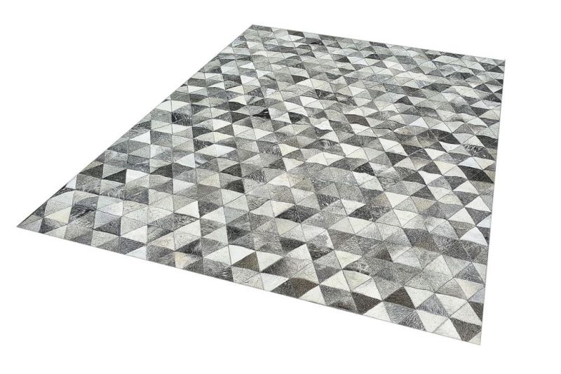 Grey triangles cowhide rug