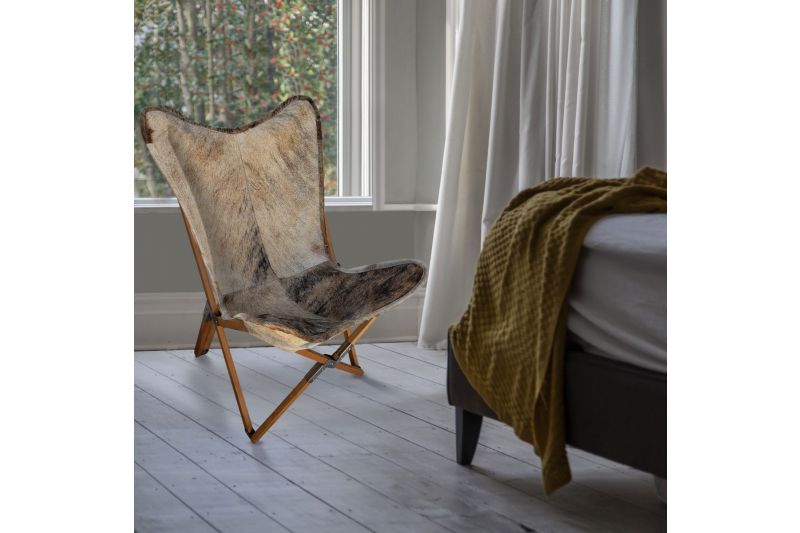 Tripolina cowhide chair, light brindle & natural frame 